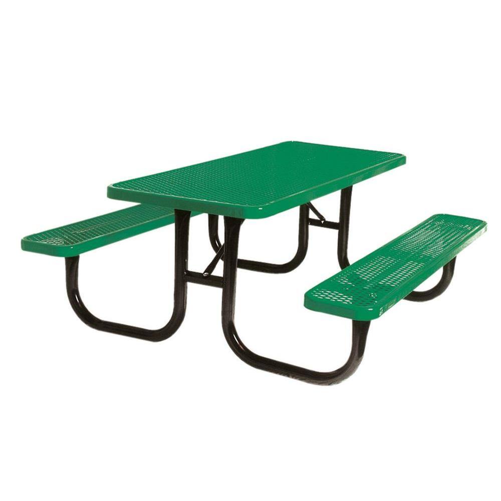 Ultra Play 6 ft. Diamond Green Commercial Park Portable Rectangular Table PBK238-V6G