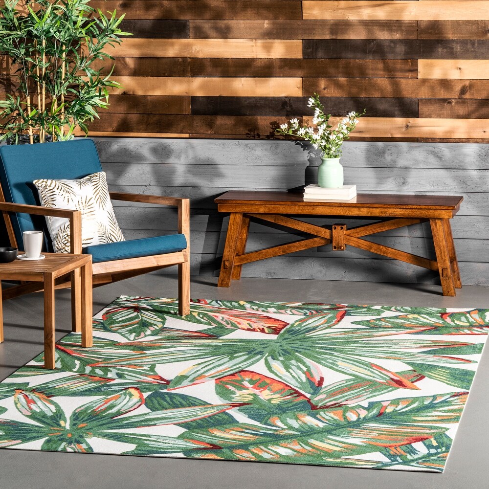 Brooklyn Rug Co Multi Indoor/Outdoor Contemporary Tropical Majestic Floral Bloom Area Rug