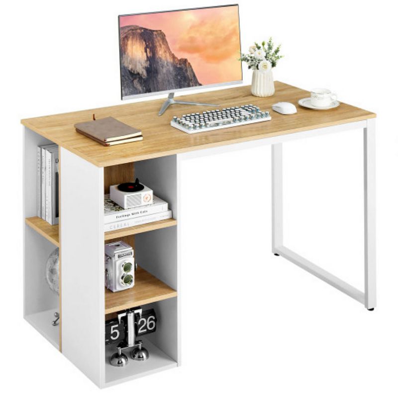 Computer Desk with 5 Side Shelves and Metal Frame