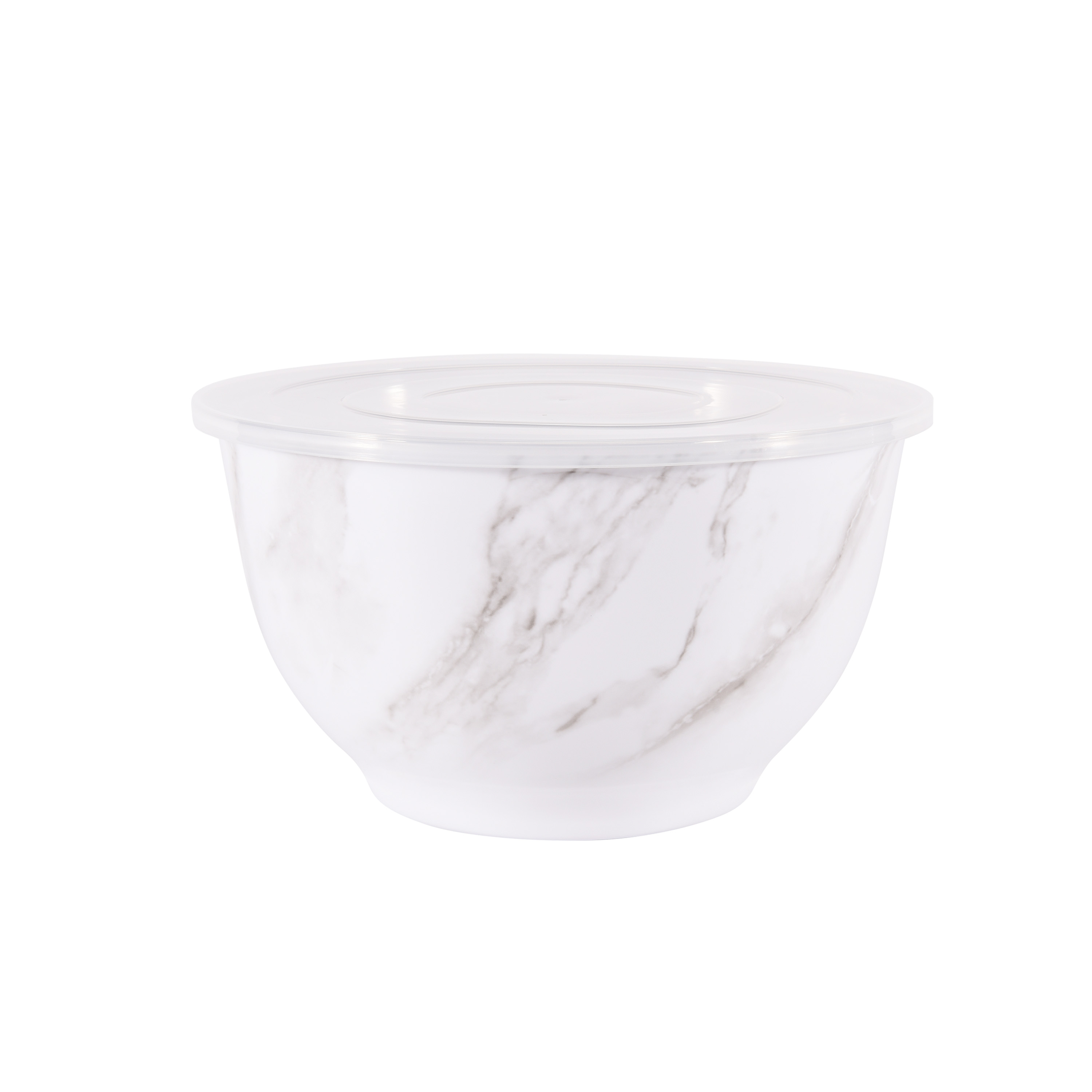 Better Homes and Gardens 6-Piece Melamine Serving Bowl Set with Lids， White Marble Print