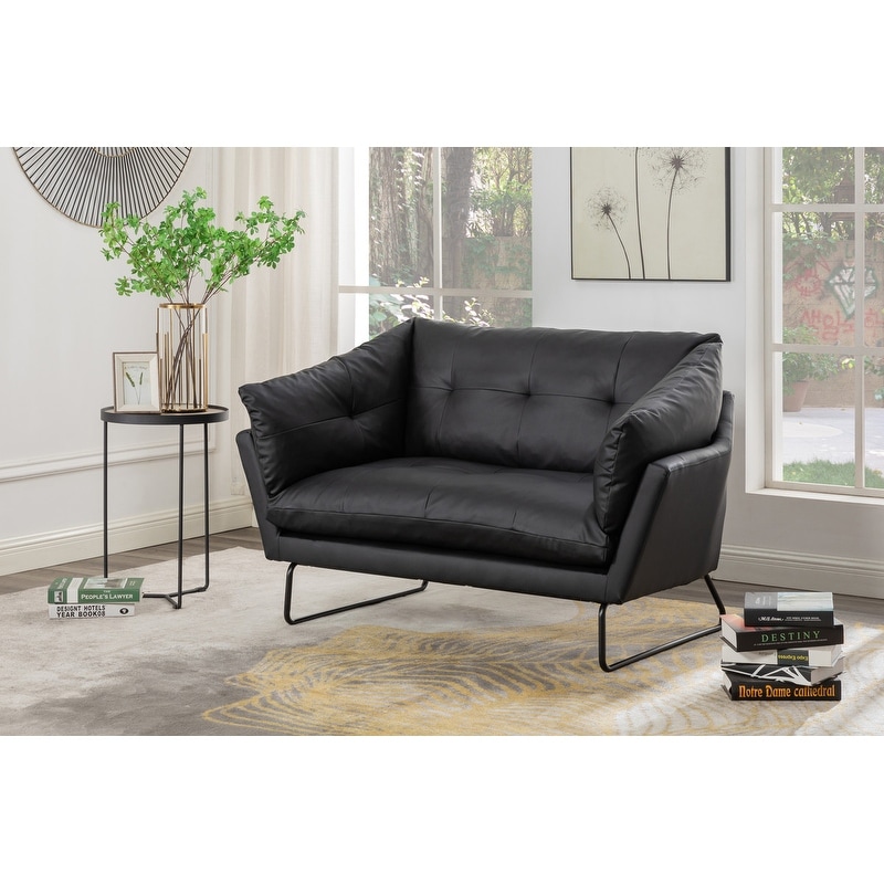 Karla PU Leather Contemporary Loveseat and Ottoman