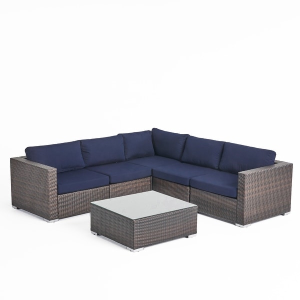 Santa Rosa Outdoor 6piece Wicker Seating Sectional Set with Cushions by Christopher Knight Home