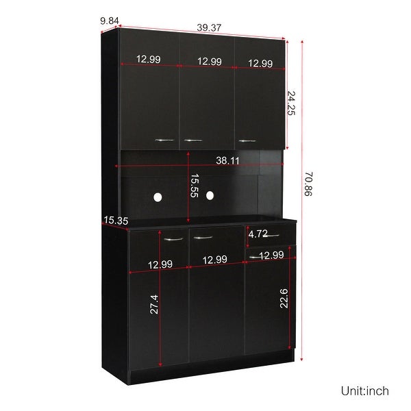 Tall Wardrobe and Kitchen Cabinet with 1-Open Shelves and 1-Drawer - - 36561315