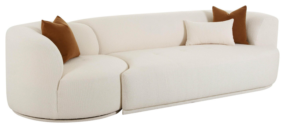 Fickle Cream Boucle 2 Piece Modular Right Arm Facing Sofa   Transitional   Sectional Sofas   by Homesquare  Houzz