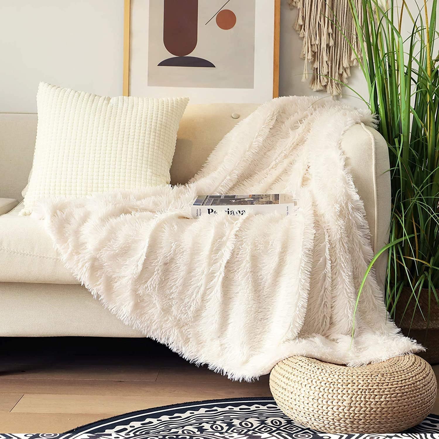 Softlife Extra Soft Faux Fur Throw Blanket with Sherpa Warm Underside， 60