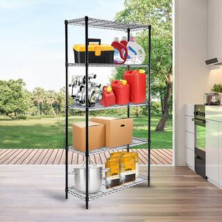 EFINE Black 5-Tier Heavy Duty Metal Wire Garage Storage Shelving Unit 1 in. Pole (36 in. W x 72 in. H x 14 in. D) RL33651