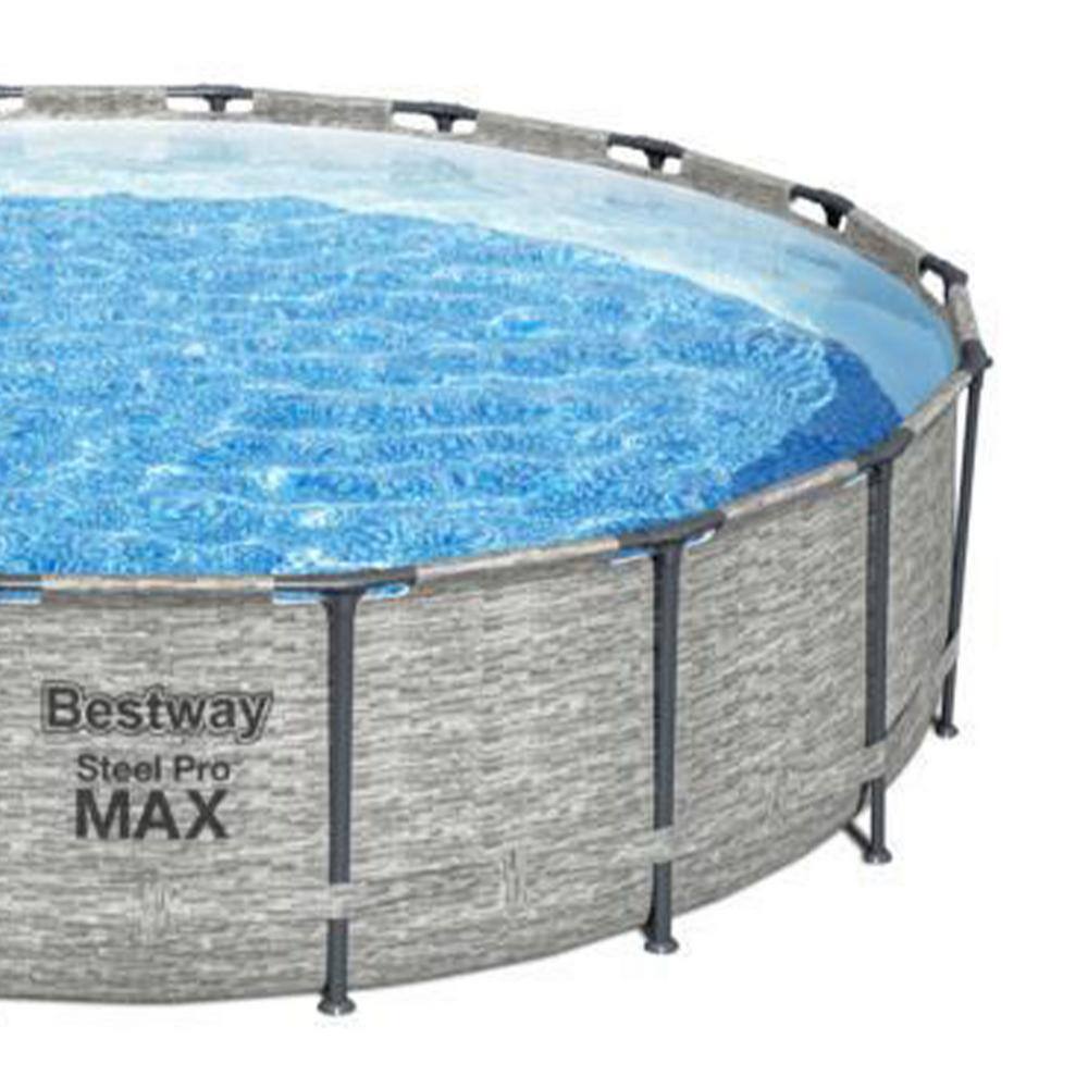 Bestway Steel Pro MAX 16 ft. Round Above Ground Pool Set with 3-Layer Liner 5619HE-BW