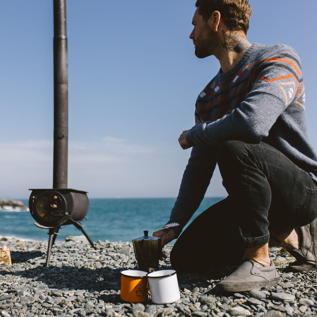 Fireside Knitted Jumper - Stone Blue