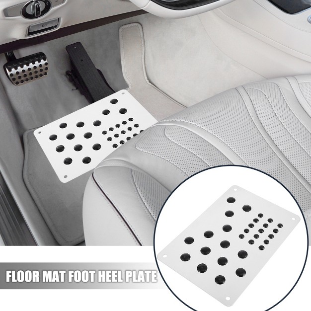 Unique Bargains Aluminum Alloy Tpr Car Floor Mat Foot Heel Plate Black Silver Tone 2 Pcs