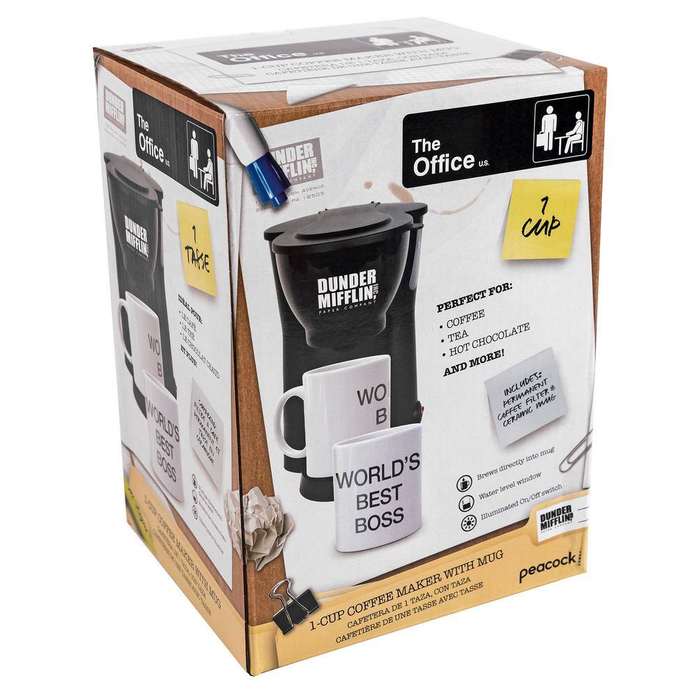 Uncanny Brands The Office Single Cup Black Drip Coffee Maker with Mug CM-OFF-OF1