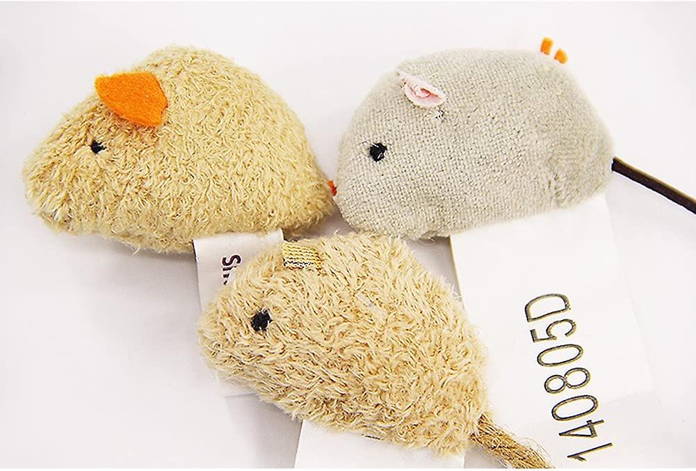 3 Pcs Cat Mouse Toys， Simulation Plush Chew Toy For Cat/kitty/kitten