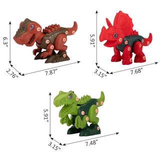 Nyeekoy 3-in-1 Take Apart Dinosaurs Toys 3-Pack Learning Toy Set Educational Dino Toy with Electric Drill TH17T0818