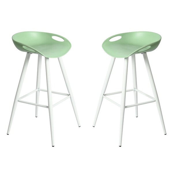 Counter Height Plastic Barstool with Metal Legs (Set of 2)