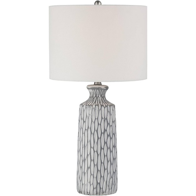 High Gray White Wash Geometric Ceramic Drum Fabric Shade For Bedroom Living Room Bedside Office