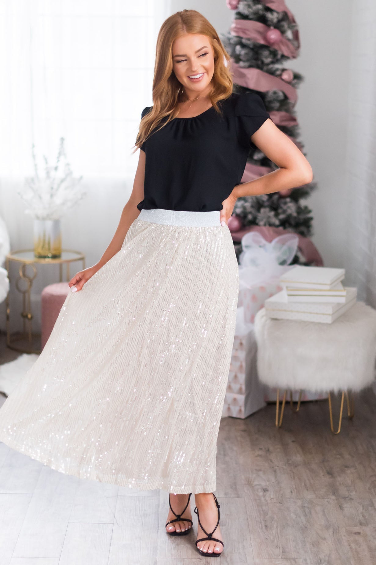 Make A Wish Modest Sequin Skirt