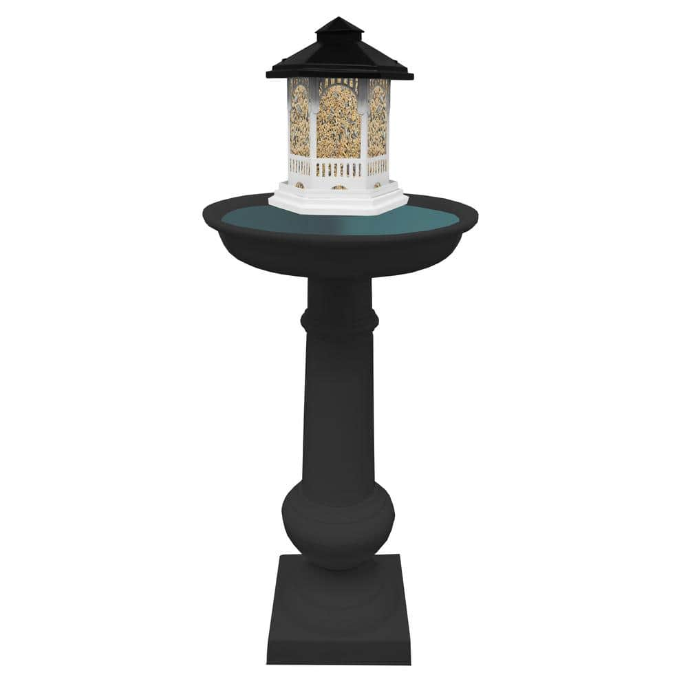 Oakland Living Black Aluminum Planter Birdbath JOJO-BB-BF-BLACK