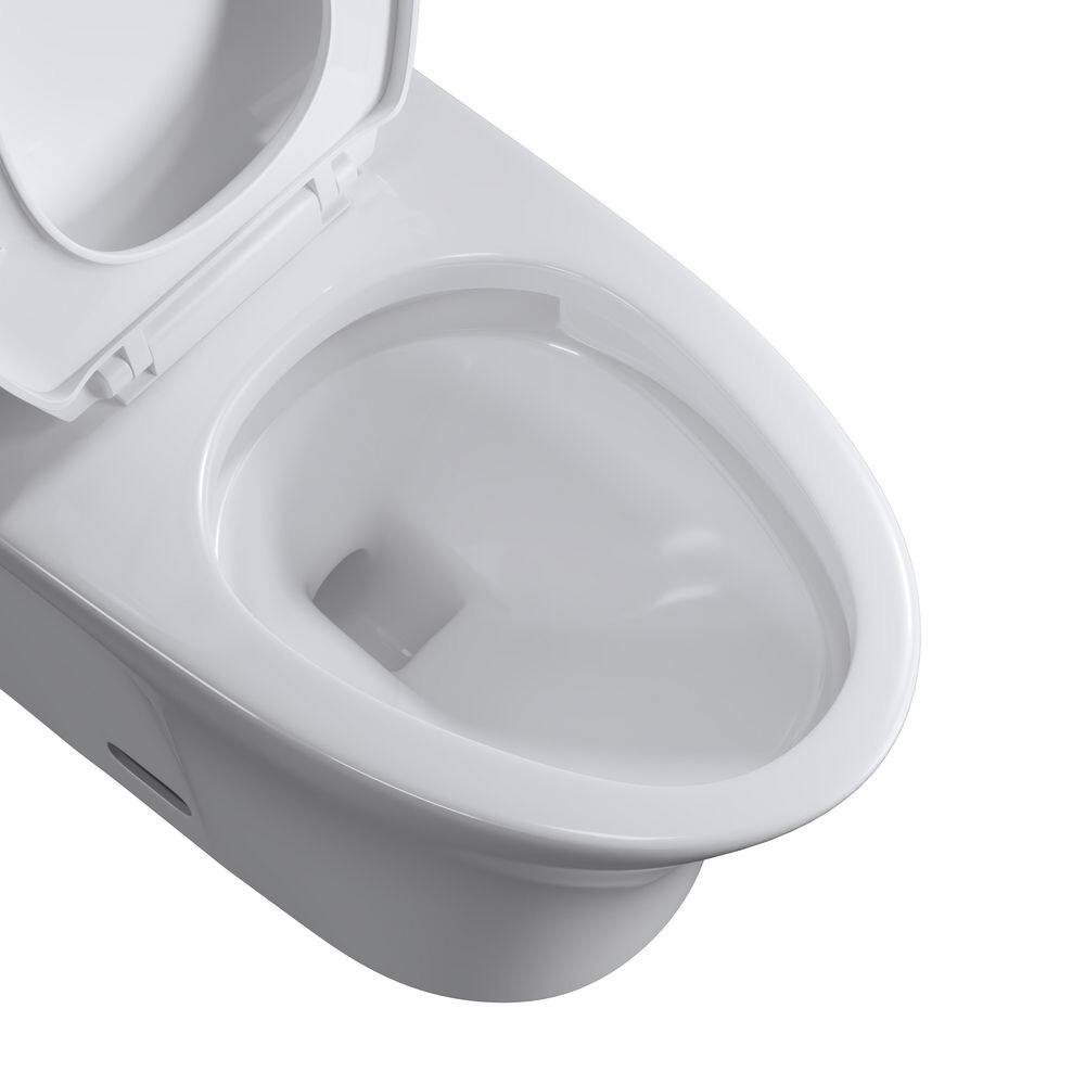 Kahomvis 1-Piece 1.27 GPF High-Efficiency Dual Flush Elongated Standard Toilet in White with Soft Close Seat Cover Seat Included Crea-LKW1-444