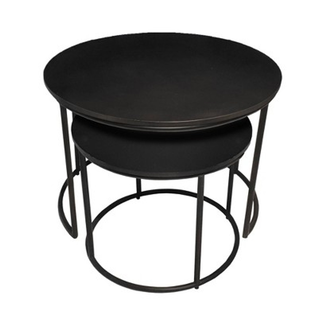 2pk Outdoor Nesting Coffee Tables - Black - TK Classics