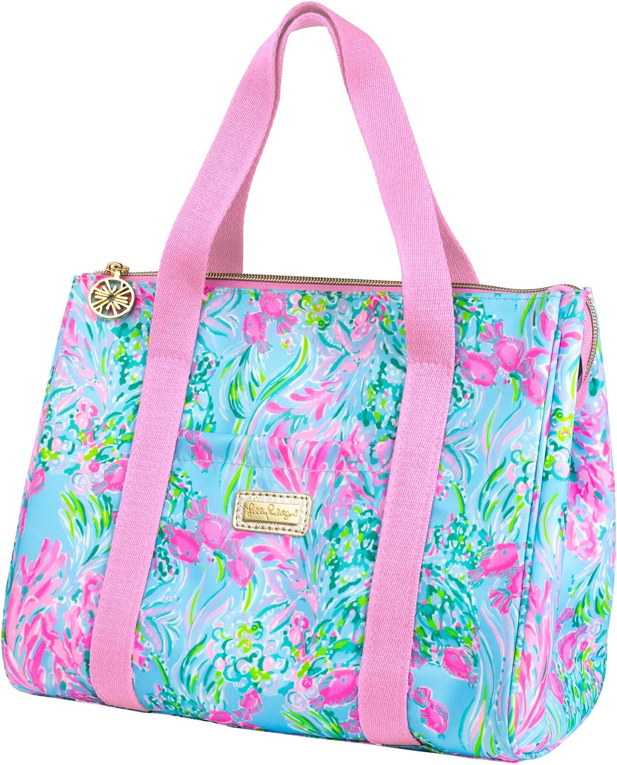 Lilly Pulitzer Thermal Insulated Lunch Cooler Large Capacity， Women's Lunch Bag with Storage Pocket and Shoulder Straps， Best Fishes