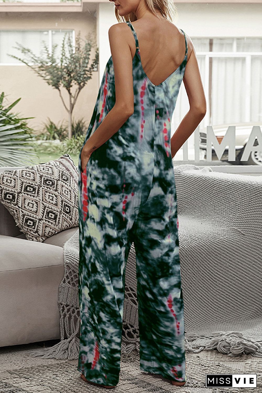 Print Long Pants Loose Jumpsuit Wholesale