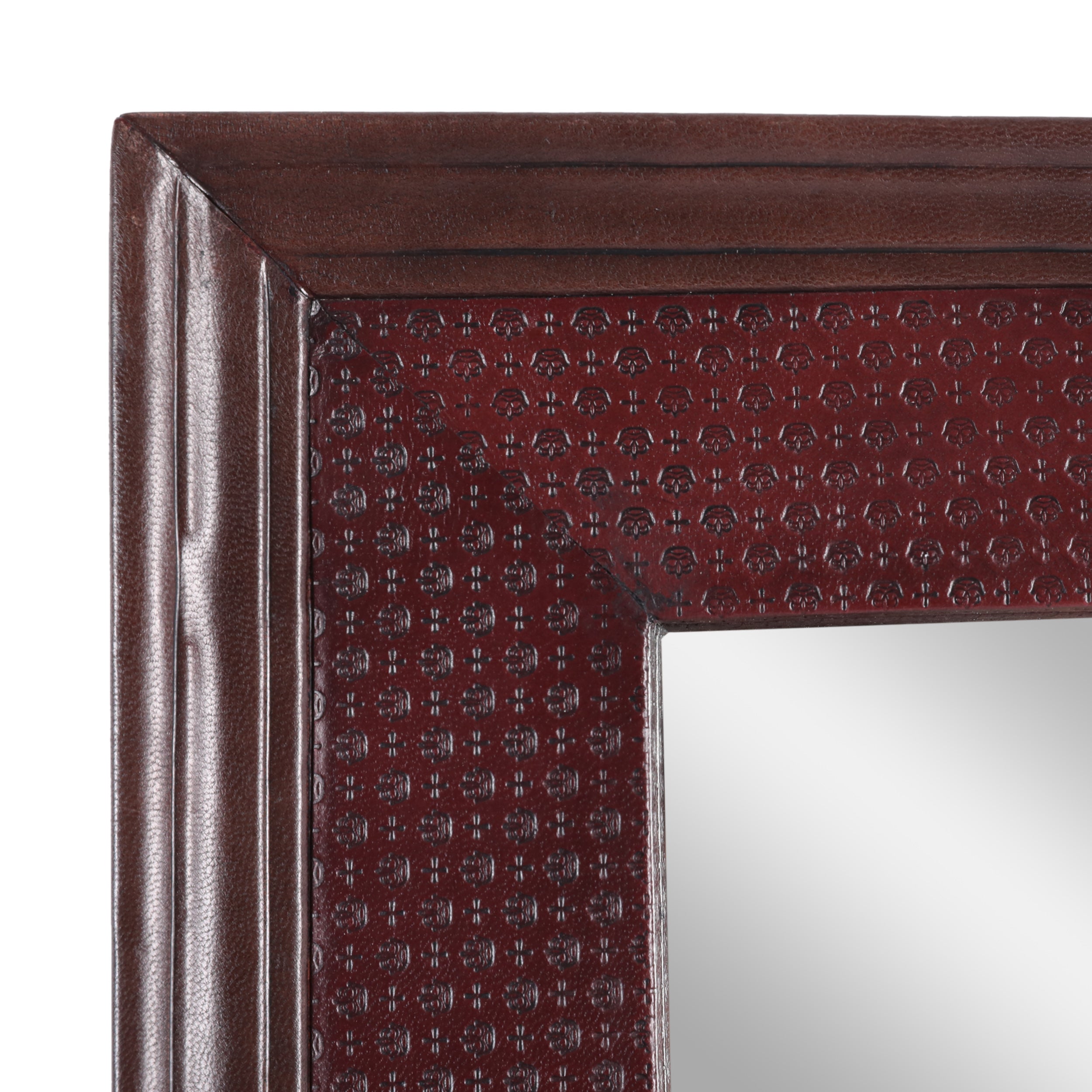 Chamlee Handcrafted Boho Leather Square Wall Mirror