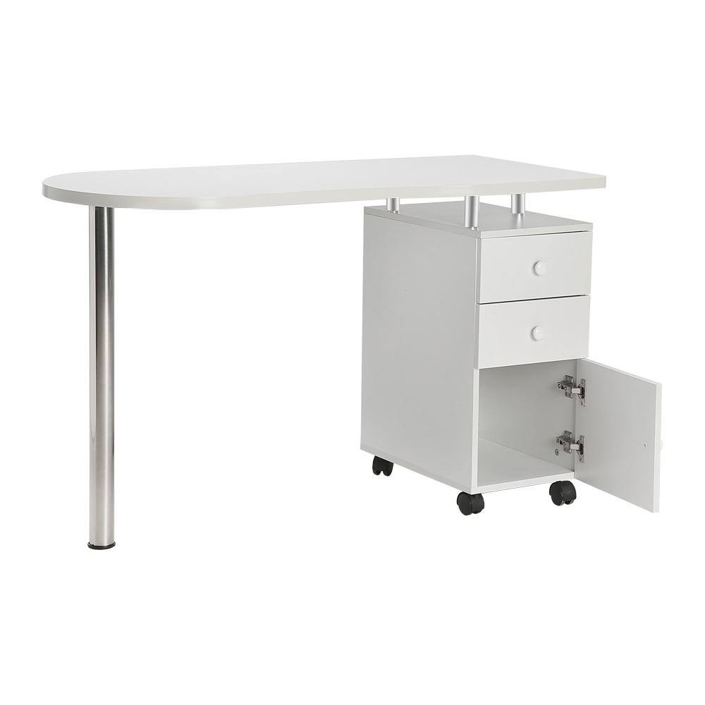 Winado 47 in. Manicure Nail Table Computer Desk with Drawer White 951627120179