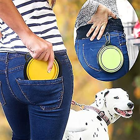 3pcs Small Dog Bowl Dog Bowl Set Foldable Bowl With Buckle Silicone Dog Bowl Feeding Bowl (green*blue*yellow)