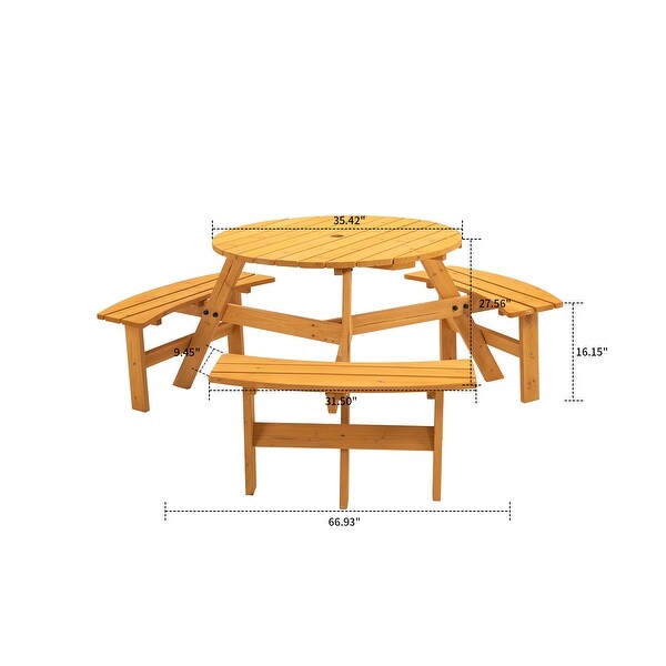 Classic Farmhouse Style Wooden Picnic Table with Integrated Benches