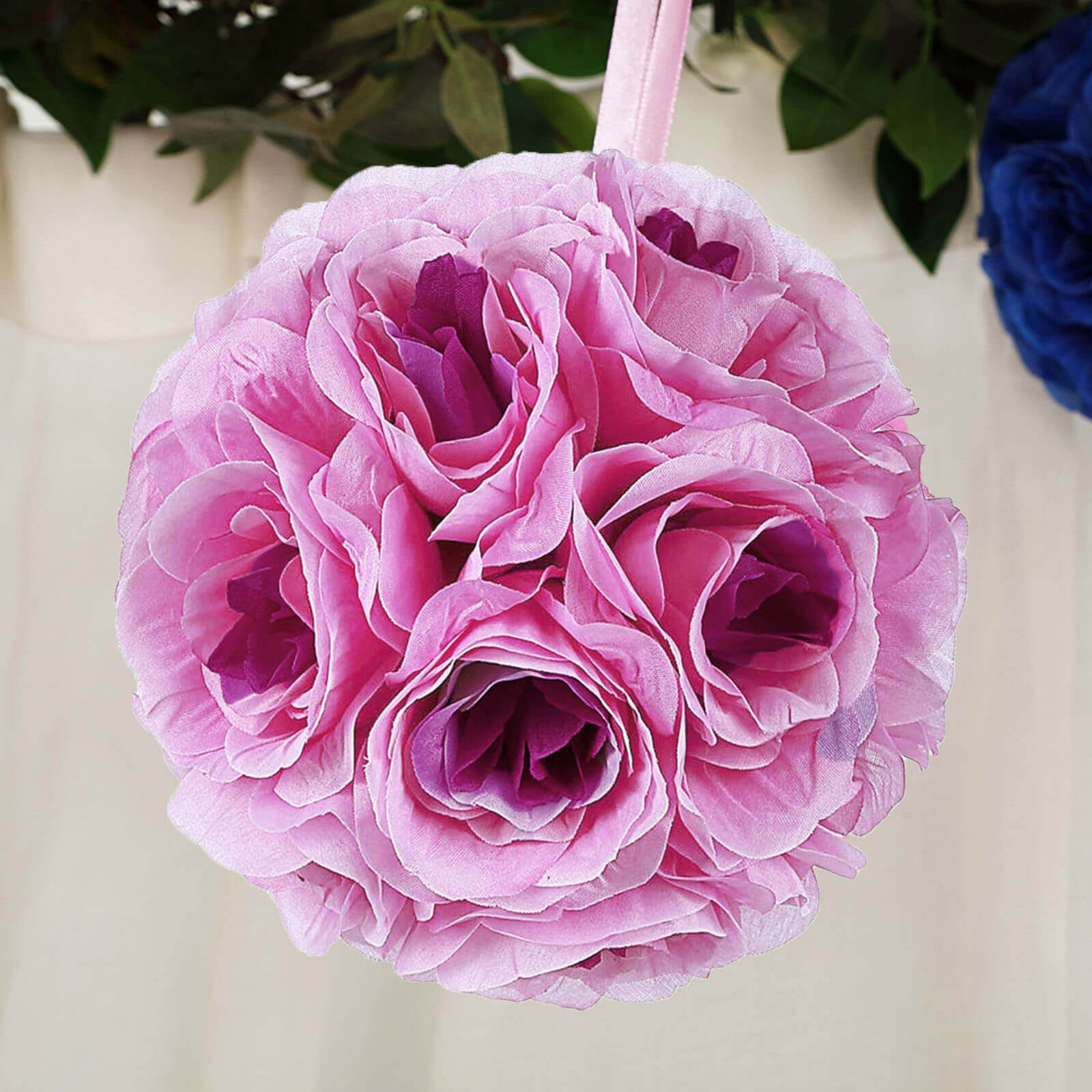 2 Pack Lavender Lilac Artificial Silk Rose Kissing Ball, Flower Ball 7