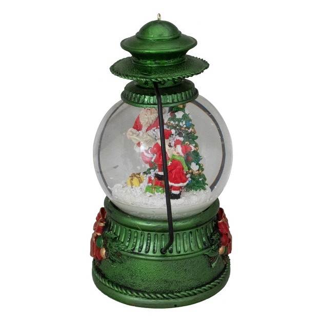 Santa Claus And Kids By Christmas Tree Lantern Snow Globe