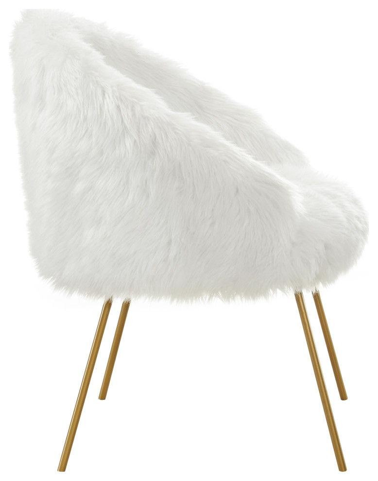 Connor Faux Fur Accent Chair  Gold Powder Coated Metal Leg   Contemporary   Armchairs And Accent Chairs   by Inspired Home  Houzz