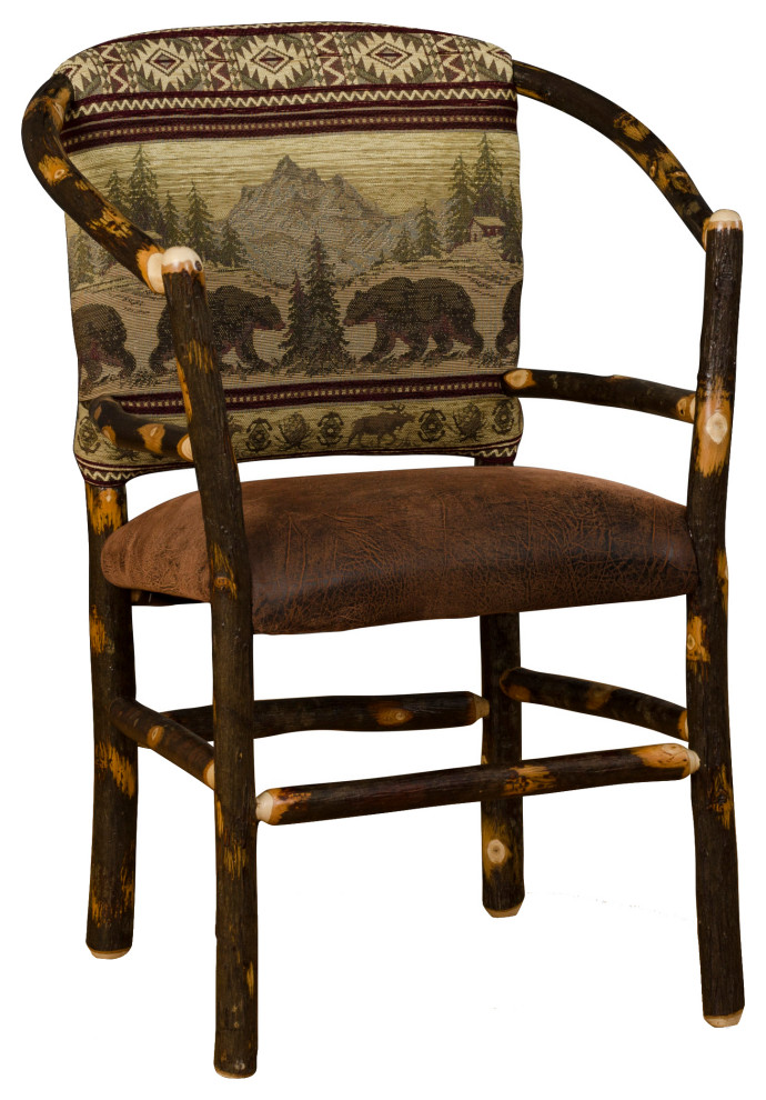 Hickory Log Hoop Chair with Faux Brown Leather Seat  Set of 2   Rustic   Armchairs And Accent Chairs   by Furniture Barn USA  Houzz