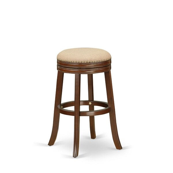 East West Furniture Devers Swivel Backless Barstool of 30'' Seat Height with Pu Leather Roast (Color Options Available)