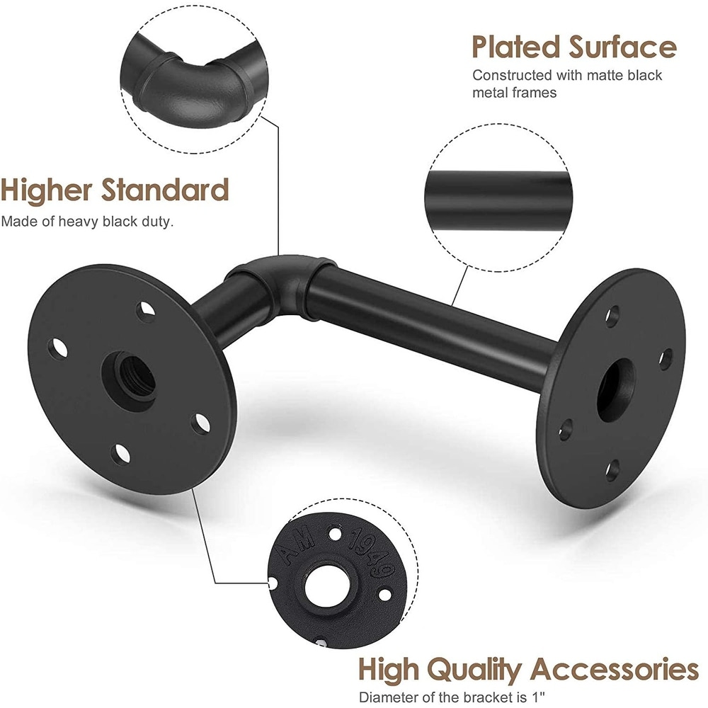 MCombo Industrial Wall Mount Pipe Shelves  Solid Wood