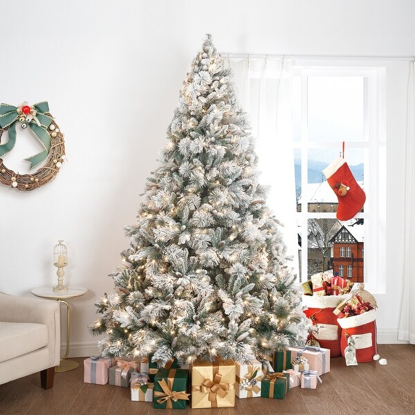 Glasgow Artificial Christmas Tree，Prelit Christmas Tree with Lights，Pine and Hinged White Christmas Trees with Tips