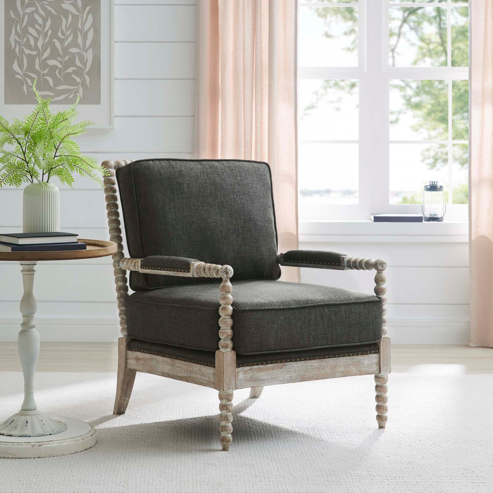 Armchair Accent Chair  Nailhead  Beige  Fabric  Modern  Lounge Cafe Hospitality   Farmhouse   Armchairs And Accent Chairs   by House Bound  Houzz