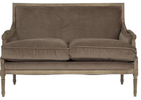 Settee LOUIS Coffee Brown Wood Upholstery Fabric   French Country   Loveseats   by EuroLuxHome  Houzz