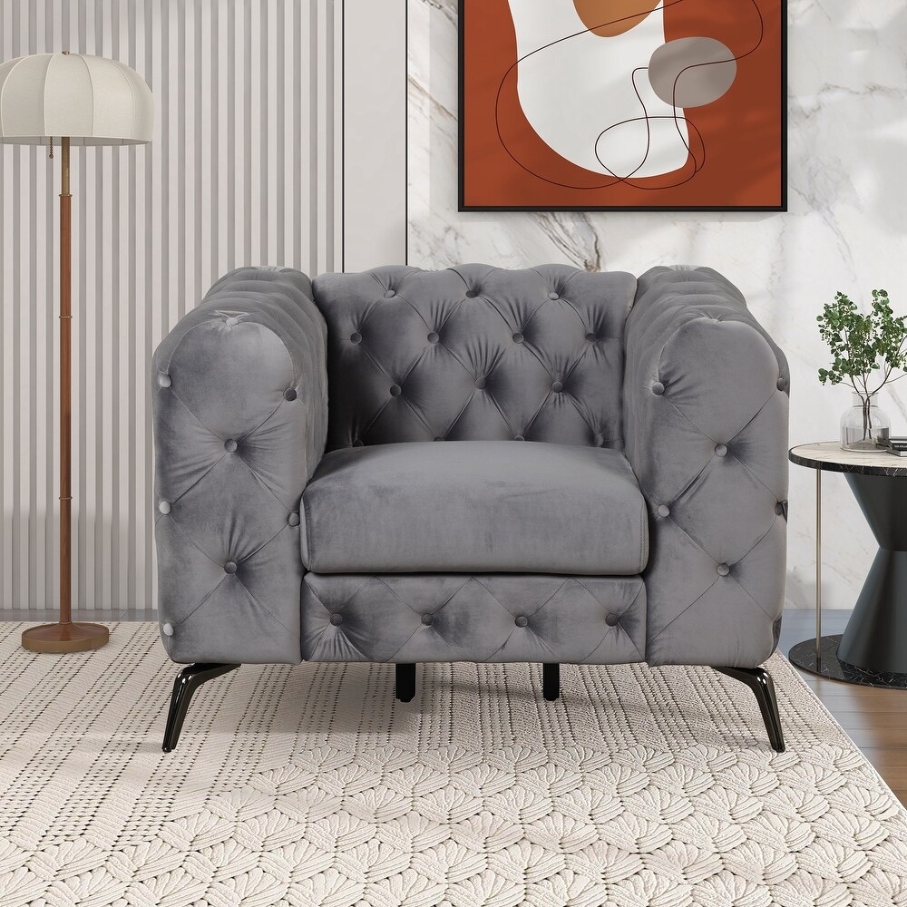 3 Piece Tufted Sofa Set in Velvet 3 Seat Sofa Loveseat Single Chair   189\