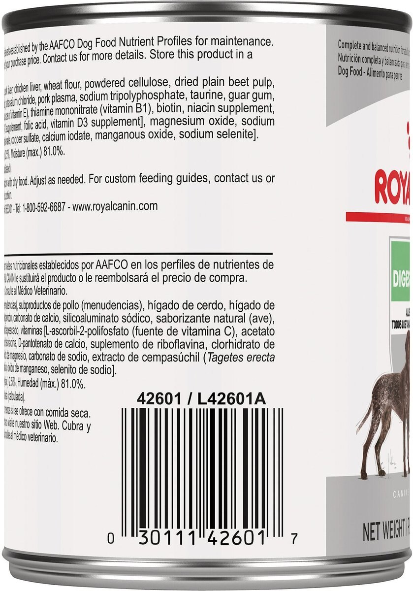 Royal Canin Canine Care Nutrition Digestive Care Loaf in Sauce Canned Dog Food， 13.5-oz， case of 12