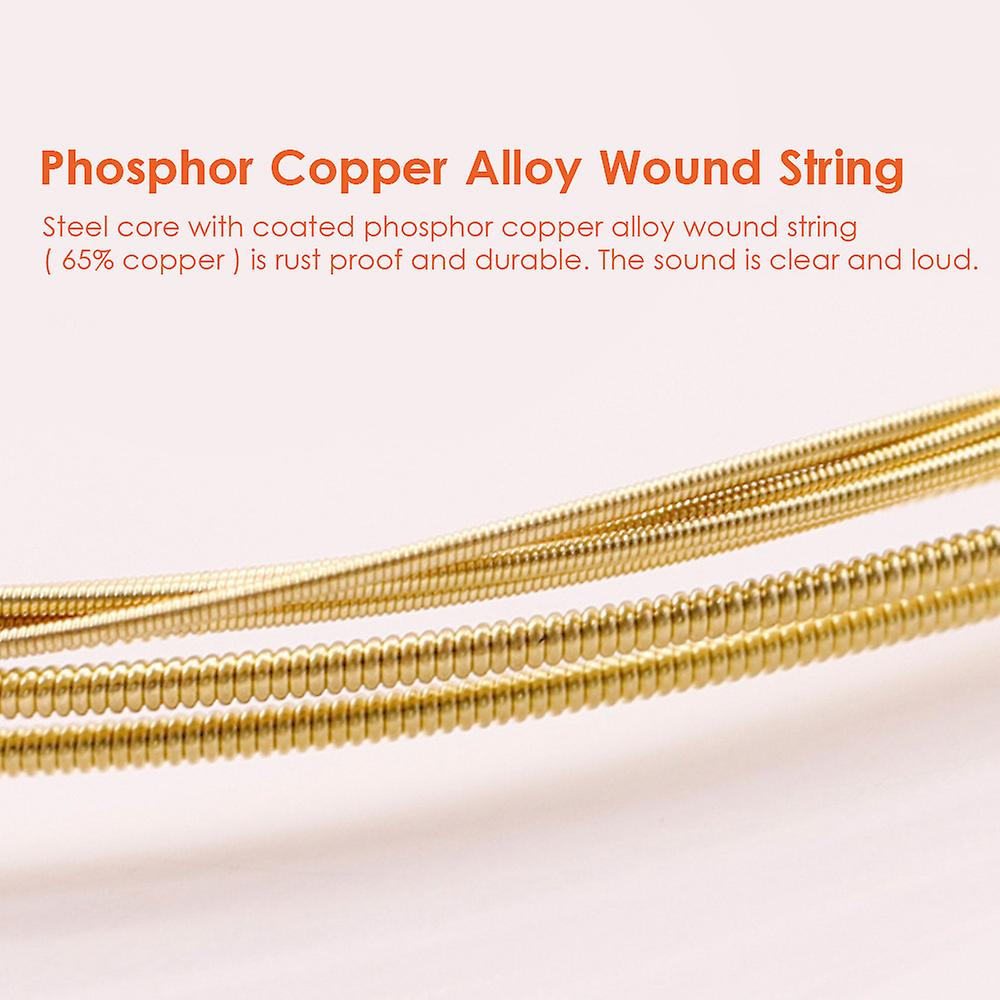 6 Pcs Guitar Strings Acoustic Guitar Strings Steel Core Rust Proof Coated String For 6 String Guitar Silver and Gold Sg108-012 ( High Hardness )