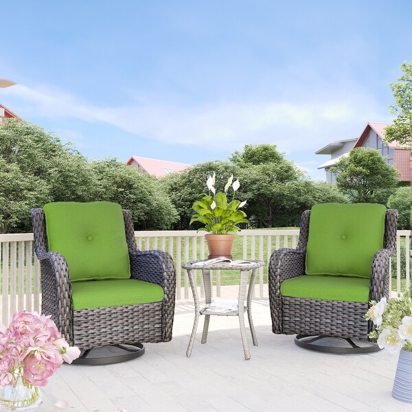 Cozywor 3Piece Wicker Patio Swivel Outdoor Rocking Chair Set