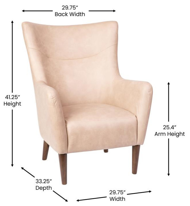 Light Brown Wingback Accent Chair   Midcentury   Armchairs And Accent Chairs   by PARMA HOME  Houzz