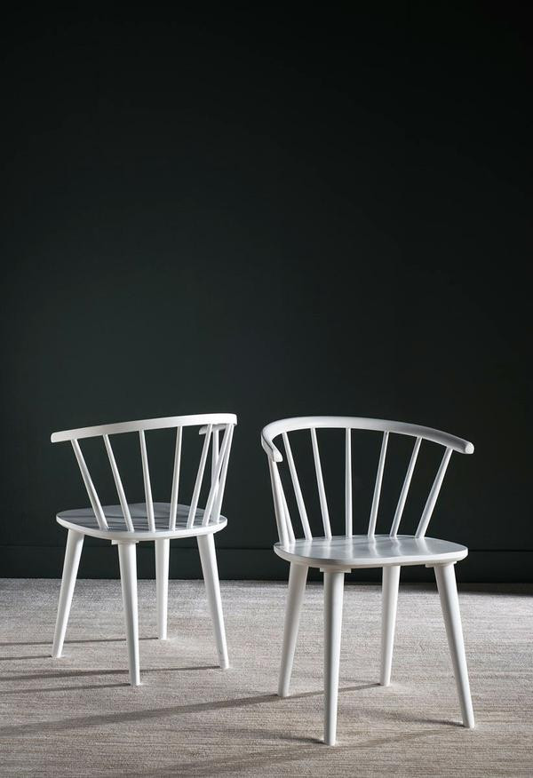 Charlese 18  x27 x27Curved Spindle Side Chair set of 2 White   Midcentury   Dining Chairs   by Peachtree Fine Furniture  Houzz