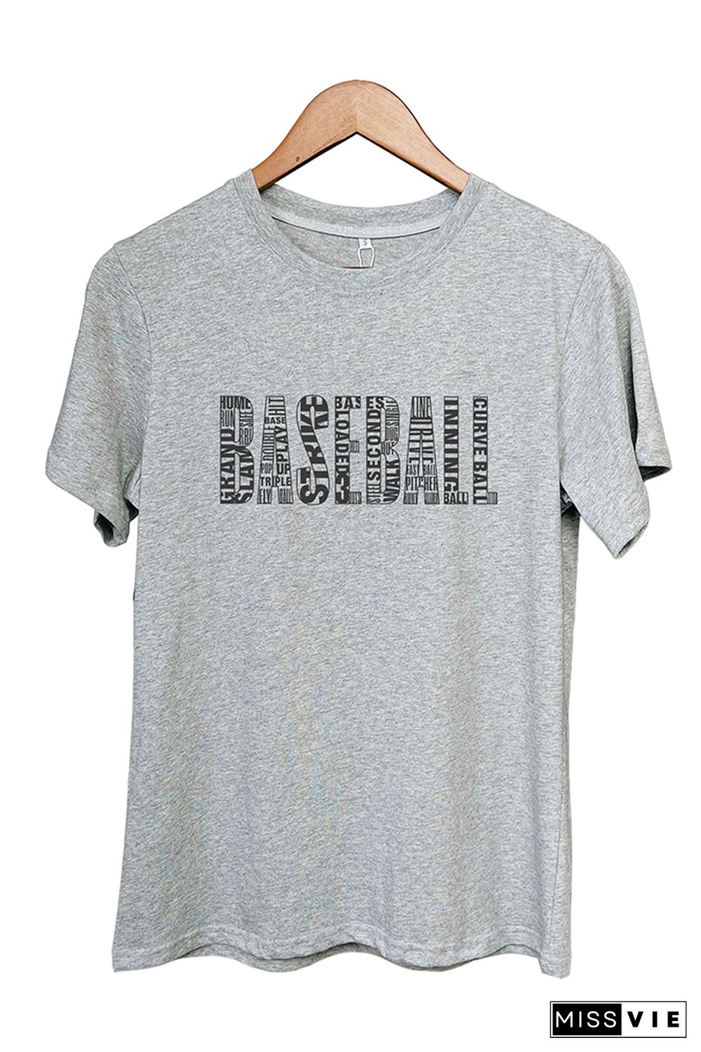 Baseball Word Art Graphic Tee Wholesale