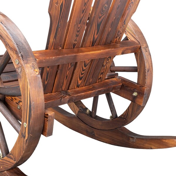 Karlhome Wagon Wheel Wood Adirondack Rocking Chair