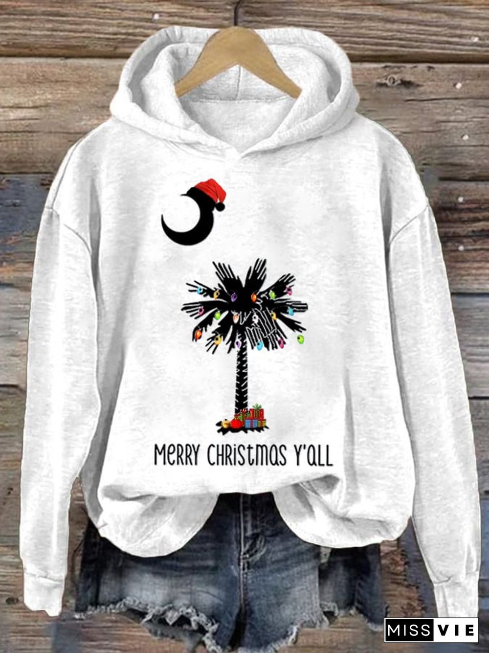 Women's Merry Christmas Y’all Print Hoodie