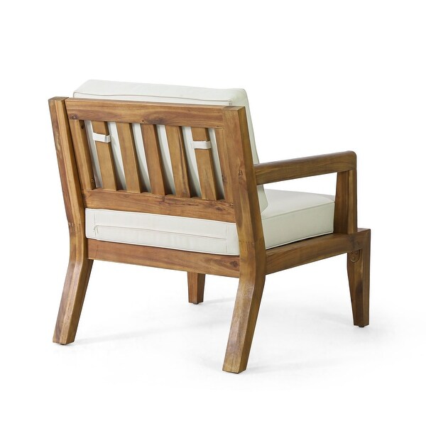 Rossville Outdoor Cushioned Acacia Club Chairs by Christopher Knight Home