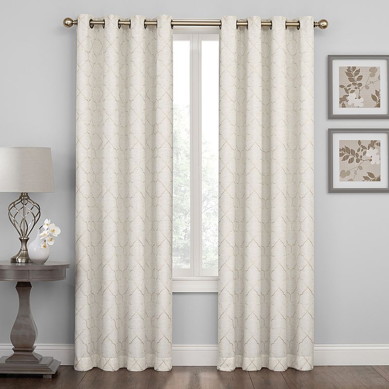 Regent Court 1-Panel Embroidered Lattice Window Curtain