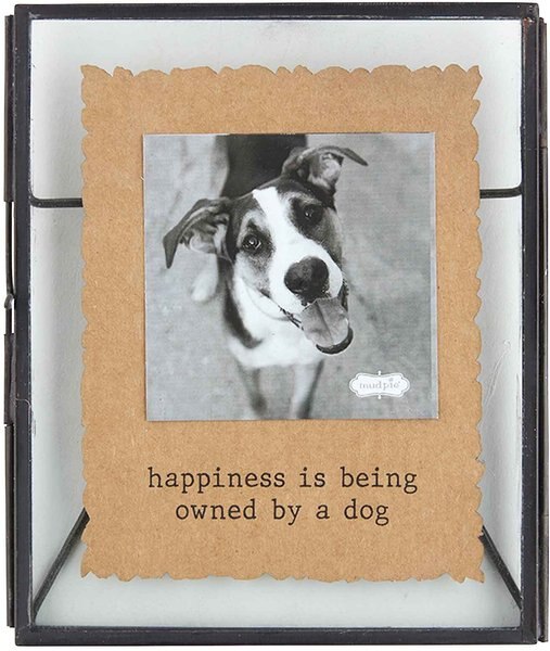 Mud Pie Happiness is Being Owned By A Dog Glass Pet Frame