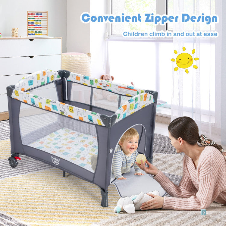 Bedside Sleeper for Baby, Diaper Changer, Mattress, Carry Bag, Music Box & Hanging Toys, Foldable Bedside Crib, Portable Playard for Newborn Toddlers